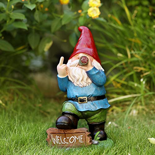 Gnomes Garden Decor, 13.5" Tall Solar Large Inappropriate Funny Gifts Gnome Outdoor Statues for Yard, Patio, Lawn, Outside Naughty Gnome Garden Decorations Gift for Men Women