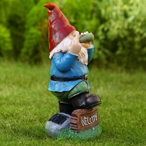 Gnomes Garden Decor, 13.5" Tall Solar Large Inappropriate Funny Gifts Gnome Outdoor Statues for Yard, Patio, Lawn, Outside Naughty Gnome Garden Decorations Gift for Men Women