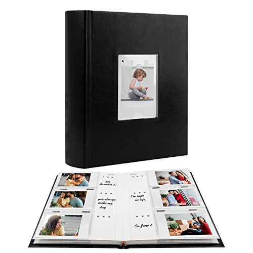 Photo Album for Fujifilm Instax Mini Camera, Polaroid Camera, Instax Photo Album with Memo Areas, 180 Pockets 2x3 Photo Album with Writing Space for Instax Mini 12 11 40 9 7+ Evo Liplay Camera,Black