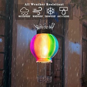 Two Kinds of Starsoul Hot Air Balloon Solar Lantern Unique Glass Solar Outdoor Lights Waterproof Hanging Solar Lanterns with LED Lamp for Patio Yard Garden Porch Decoration