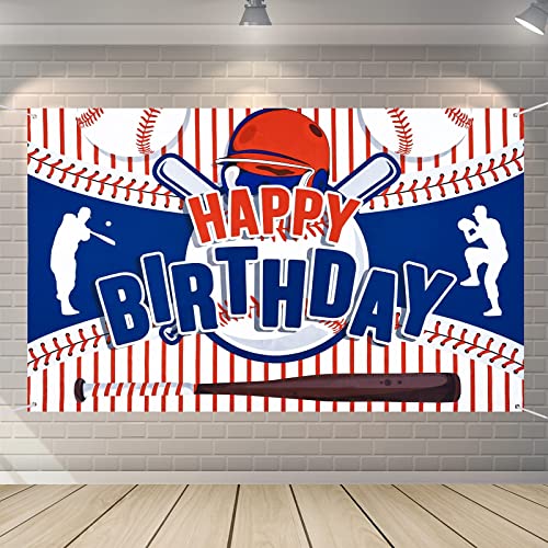 Baseball Party Decorations Baseball Happy Birthday Banner Party Supplies for Boys Kids Teens Large Sport Themed Birthday Backdrop for Christmas Holiday Birthday Party Favor Decor Photo Background