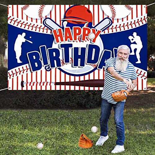 Baseball Party Decorations Baseball Happy Birthday Banner Party Supplies for Boys Kids Teens Large Sport Themed Birthday Backdrop for Christmas Holiday Birthday Party Favor Decor Photo Background