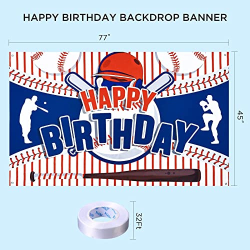 Baseball Party Decorations Baseball Happy Birthday Banner Party Supplies for Boys Kids Teens Large Sport Themed Birthday Backdrop for Christmas Holiday Birthday Party Favor Decor Photo Background