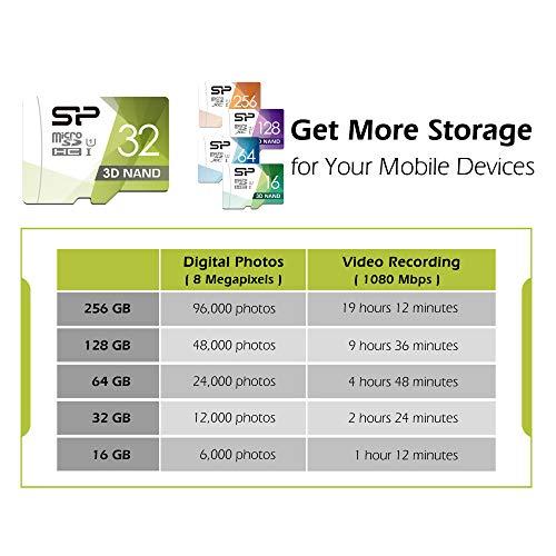 Silicon Power 32GB 3D NAND High Speed MicroSD Card with Adapter