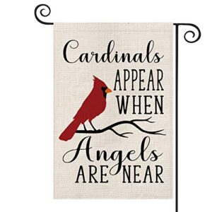 avoin colorlife cardinals appear when angels are near memorial garden flag double sided, christmas winter yard outdoor decoration 12.5 x 18 inch