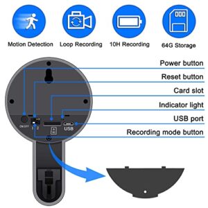 CENGFERDER-JR 64GB Hidden Camera Spy Camera HD 1080P Mini Spy Camera Clothes Hook Nanny Cam, Small Hidden Camera Security Camera with Motion Detection for Home/Office/NoAPP