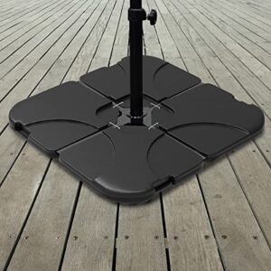 Pure Garden HW1500212 4-Piece (Black) Patio Weight Set-4-Piece Fillable Base-220-Pound Plate Sand for Cantilever and Offset Outdoor Umbrellas