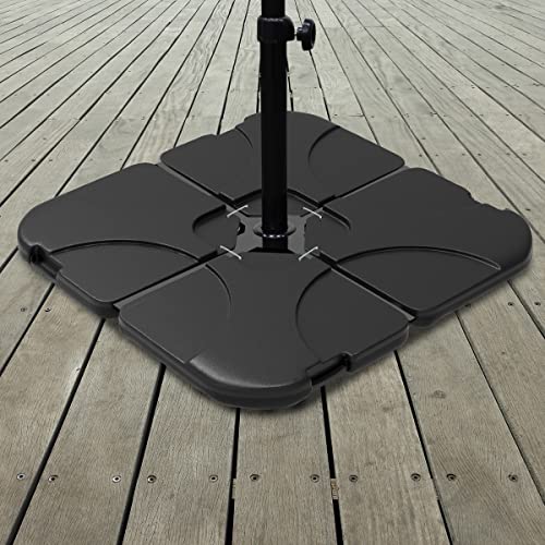 Pure Garden HW1500212 4-Piece (Black) Patio Weight Set-4-Piece Fillable Base-220-Pound Plate Sand for Cantilever and Offset Outdoor Umbrellas