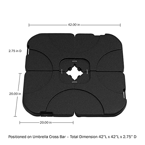 Pure Garden HW1500212 4-Piece (Black) Patio Weight Set-4-Piece Fillable Base-220-Pound Plate Sand for Cantilever and Offset Outdoor Umbrellas