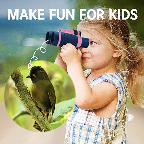 Vanstarry Compact Binoculars for Kids Bird Watching Hiking Camping Fishing Accessories Gear Essentials Best Toy Gifts for Boys Girls Children Toddler Waterproof 5X30 Optical Lens Including Compass