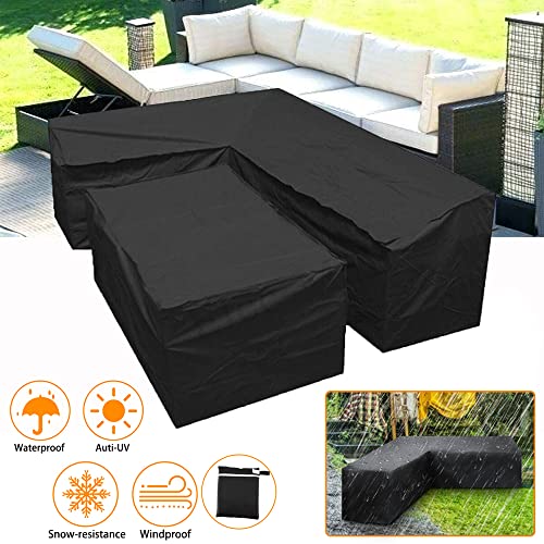 Patio Sectional Sofa Cover, Outdoor L-Shaped Sectional Sofa Covers Rainproof, Garden Corner Settee Furniture Cover Protector Waterproof, Left Facing, 75.6" L/102 L x 39.37" D x 32" H