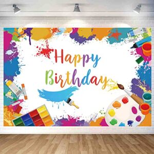 art paint happy birthday backdrop decorations art paint happy birthday banner painting art birthday photo background for home indoor outdoor birthday party decorations supplies 70.8 x 47.2 inch