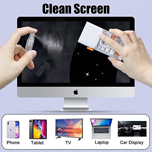 Laptop Computer Keyboard Screen Cleaner Kit, 10-in-1 Electronic Earbud Camera Lens Cleaning Brush Pen Tool for Airpod Pro Speaker Watch, Touchscreen Mist Spray for Phone Tablet MacBook PC iPad iPhone