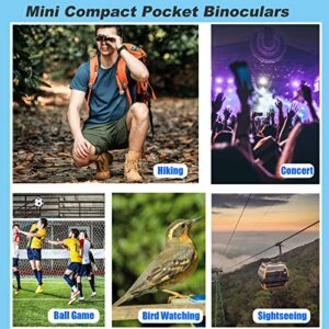 Anourney 8x21 Mini Compact Pocket Binoculars, Lightweight Foldable Binoculars,Easy Focus Small Binoculars for Adults Kids Bird Watching,Opera Concert, Travel, Hiking, Outdoor Scenery, Football Game