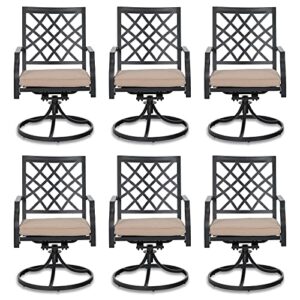 phi vialla patio chairs outdoor swivel dining chairs outdoor furniture chairs set of 6 with cushion suports 300lbs for lawn garden backyard weather resistant-black frame