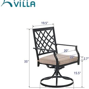 PHI VIALLA Patio Chairs Outdoor Swivel Dining Chairs Outdoor Furniture Chairs Set of 6 with Cushion Suports 300lbs for Lawn Garden Backyard Weather Resistant-Black Frame