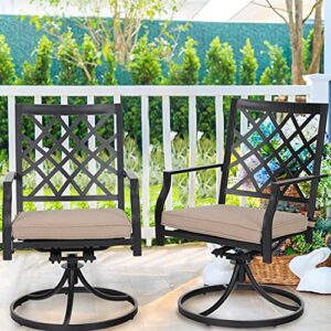 PHI VIALLA Patio Chairs Outdoor Swivel Dining Chairs Outdoor Furniture Chairs Set of 6 with Cushion Suports 300lbs for Lawn Garden Backyard Weather Resistant-Black Frame