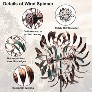 VEWOGARDEN Large Outdoor Metal Wind Spinners, 360 Degrees Swivel Wind Sculpture Yard Art Decor for Patio, Lawn & Garden 66 * 15.8 Inches