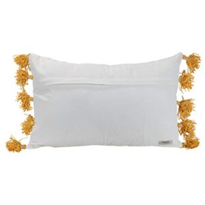 Foreside Home & Garden FIPL09461 Yellow Decorative Throw Diamond Pattern Woven 14x22 Outdoor Pillow w/Hand Tied Tassels
