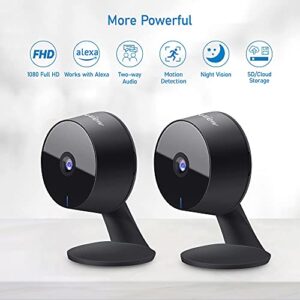 LaView Home Security Camera HD 1080P(2 Pack) Motion Detection,Include 2 SD Cards,Two-Way Audio,Night Vision,WiFi Indoor Surveillance Wired for Baby/pet,Alexa and Google,Cloud Service (US Server)