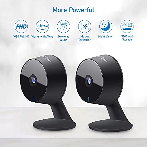 LaView Home Security Camera HD 1080P(2 Pack) Motion Detection,Include 2 SD Cards,Two-Way Audio,Night Vision,WiFi Indoor Surveillance Wired for Baby/pet,Alexa and Google,Cloud Service (US Server)