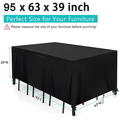 Relime Patio Furniture Covers,96 "L x 64" W x 40 "H Outdoor Furniture Cover Waterproof, Outdoor Table and Chair Set Cover with 4 Windproof Buckles No Tears Anti UV No Fading