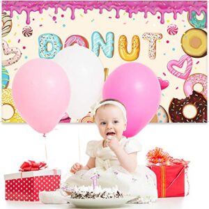 Donut Grow up Birthday Backdrop Sweet Donuts Photography Background Donut Party Decorations for Newborn Kids Girls Birthday Party Baby Shower Party Supplies