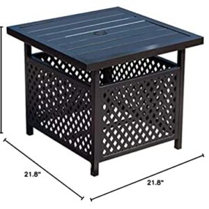 LOKATSE HOME Patio Umbrella Side Table Stand Steel with 1.57" Hole Outdoor Coffee Bistro Deck Garden Pool, Black