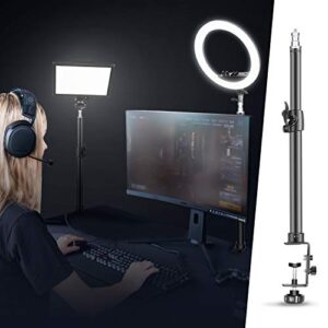 neewer tabletop light stand clip stand with 1/4inch screw for ring light and led light, aluminum alloy, adjustable 12.5-20.6 inches/32-52cm for make up, live streaming, photo video shooting