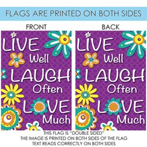 Toland Home Garden 119795 Live Laugh Love 12.5 x 18 Inch Decorative, Garden Flag (12.5" x 18"), Multicolored