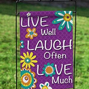 Toland Home Garden 119795 Live Laugh Love 12.5 x 18 Inch Decorative, Garden Flag (12.5" x 18"), Multicolored