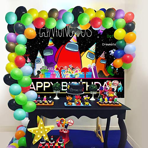 5 x 3 Ft Among Backdrop Banner Photography Background Video Us Themed Birthday Party Decoration Supplies for Indoor Outdoor Living Room Yard