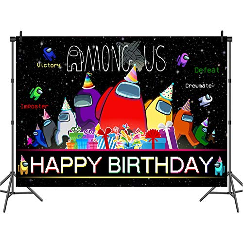 5 x 3 Ft Among Backdrop Banner Photography Background Video Us Themed Birthday Party Decoration Supplies for Indoor Outdoor Living Room Yard