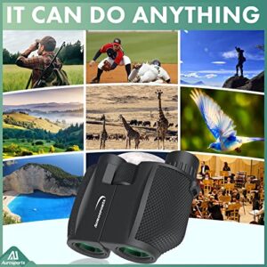 Aurosports 10x25 Binoculars for Adults and Kids, Large View Compact Binoculars with Low Light Vision, Easy Focus Small Binoculars for Bird Watching Outdoor Travel Sightseeing Concerts Hunting Hiking