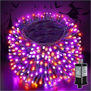 ollny halloween lights outdoor indoor decorations, 78ft 240led orange and purple string lights waterproof, 8 modes plug in timer halloween led fairy lights for party yard tree room holiday decor