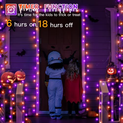 Ollny Halloween Lights Outdoor Indoor Decorations, 78FT 240LED Orange and Purple String Lights Waterproof, 8 Modes Plug in Timer Halloween LED Fairy Lights for Party Yard Tree Room Holiday Decor