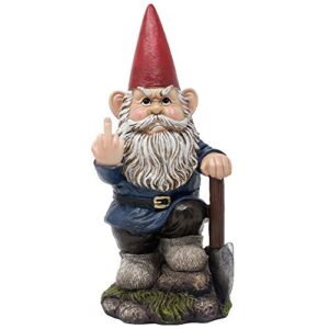 home ‘n gifts whimsical gnome flipping off middle finger mini statue for outdoor garden decor sculptures as funny yard decorations or unique gifts for gardeners