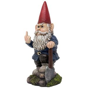 Home 'n Gifts Whimsical Gnome Flipping Off Middle Finger Mini Statue for Outdoor Garden Decor Sculptures As Funny Yard Decorations Or Unique Gifts for Gardeners