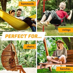 Adjustable Tree Swing Straps Hanging Kit - Set of 2 Tree Strap for Swing, Adjustable 5-10 Feet Tree Swing Hanging Straps, Heavy Duty & Weatherproof Hammock Branch Swings - Holds Up to 3376 Lbs