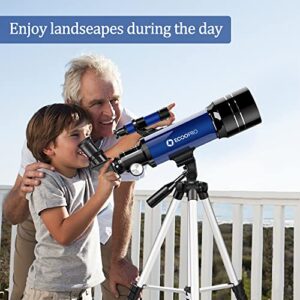 Telescope for Kids Beginners Adults, 70mm Astronomy Refractor Telescope with Adjustable Tripod - Perfect Telescope Gift for Kids