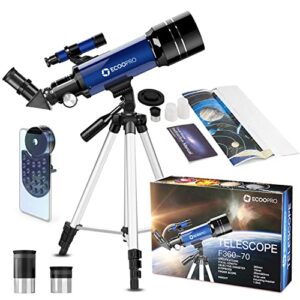 telescope for kids beginners adults, 70mm astronomy refractor telescope with adjustable tripod – perfect telescope gift for kids