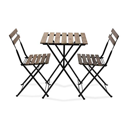 EventStable French Bistro Folding Table and Chair Set - Durable Folding Wood Table Bistro Set - Bistro Patio Set for Outdoor Garden Backyard Porch