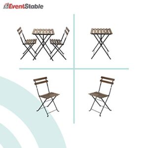 EventStable French Bistro Folding Table and Chair Set - Durable Folding Wood Table Bistro Set - Bistro Patio Set for Outdoor Garden Backyard Porch