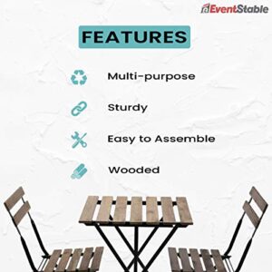 EventStable French Bistro Folding Table and Chair Set - Durable Folding Wood Table Bistro Set - Bistro Patio Set for Outdoor Garden Backyard Porch