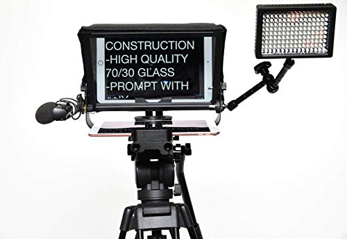 Glide Gear TMP 500 Universal Video Camera Tripod Teleprompter 15mm Rails w/ Carry Case