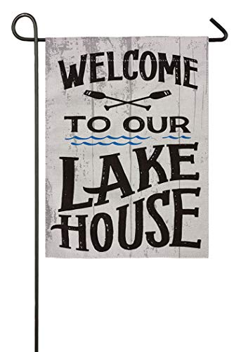 pingpi Welcome to Our Lake House Double Sided Burlap Garden Flag 12.5"x18"