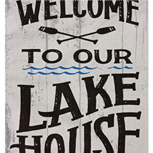 pingpi Welcome to Our Lake House Double Sided Burlap Garden Flag 12.5"x18"