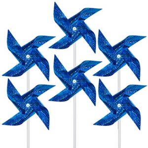 tsocent pinwheels (pack of 12) – toy wind spinners and party favors gifts for kids, outdoor decorational pinwheels for yard and garden (blue)