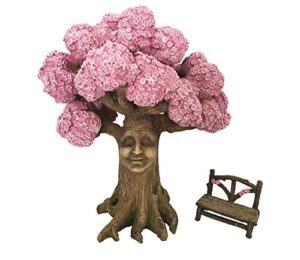glitzglam ethan’s magical tree with a matching fairy bench for the enchanted fairy garden (9 inch tall) – a fairy garden accessory