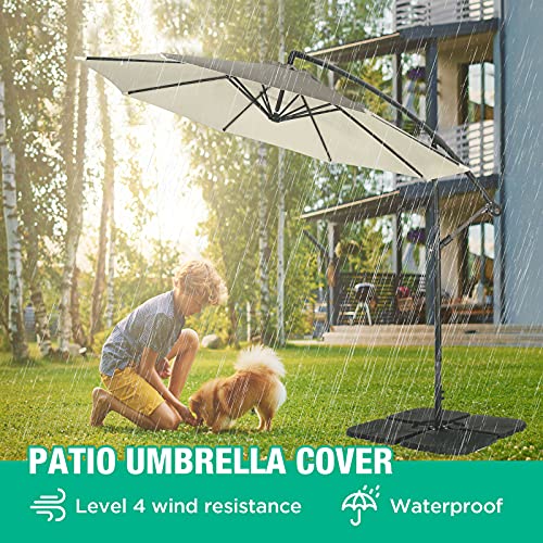 HAUSHOF 10FT Patio Umbrella, Outdoor Offset Hanging Cantilever Umbrella with Crank & Cross Base, Waterproof & UV Protection, Easy Assembly and Quick Tilt Adjustment, For Garden, Seaside, Pool, Yard…